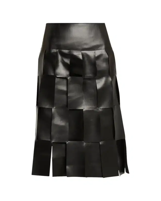 Faux Leather Multi-Rectangle Midi Skirt