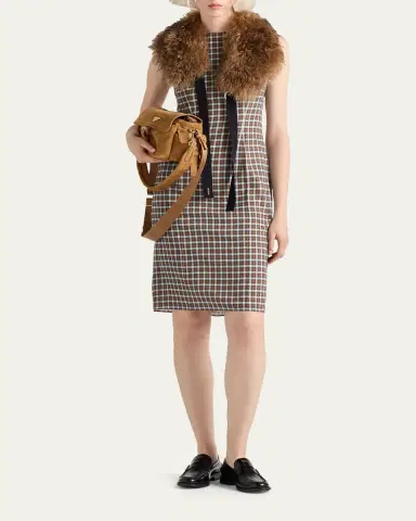 Prada Check Georgette Sleeveless Midi Dress | Thumbnail 2