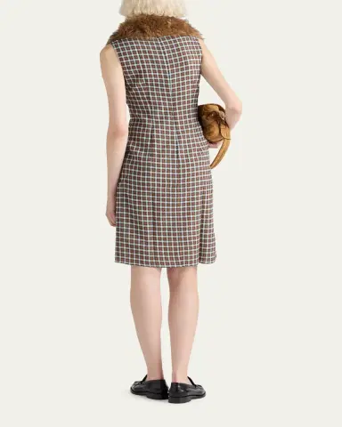 Prada Check Georgette Sleeveless Midi Dress | Thumbnail 3