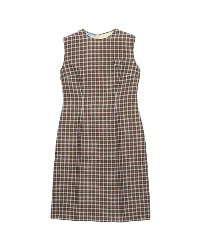 Check Georgette Sleeveless Midi Dress
