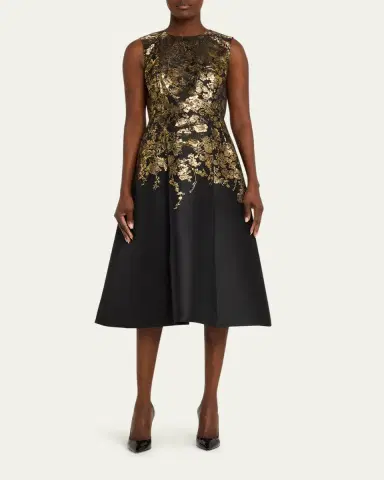 Adam Lippes Eloise Floral Brocade Sleeveless Fit & Flare Dress | Thumbnail 2