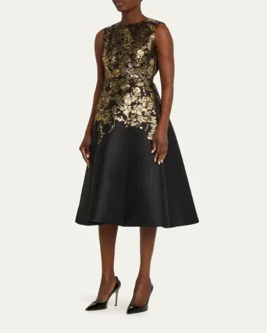 Adam Lippes Eloise Floral Brocade Sleeveless Fit & Flare Dress | Thumbnail 4