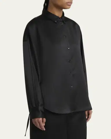 Proenza Schouler White Label Caroline Button-Front Crepe Shirt | Thumbnail 4 Proenza Schouler White Label Caroline Button-Front Crepe Shirt | Thumbnail 4