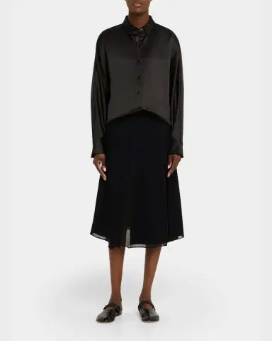 Proenza Schouler White Label Caroline Button-Front Crepe Shirt | Thumbnail 6 Proenza Schouler White Label Caroline Button-Front Crepe Shirt | Thumbnail 6