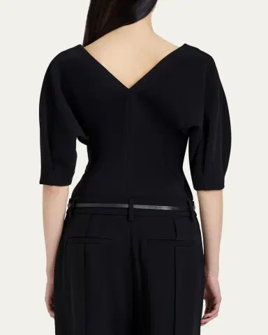 Proenza Schouler Darena V-Neck Compact Stretch Crepe Top | Thumbnail 3 Proenza Schouler Darena V-Neck Compact Stretch Crepe Top | Thumbnail 3