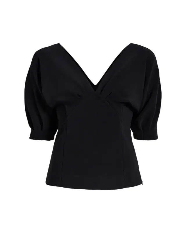 Darena V-Neck Compact Stretch Crepe Top