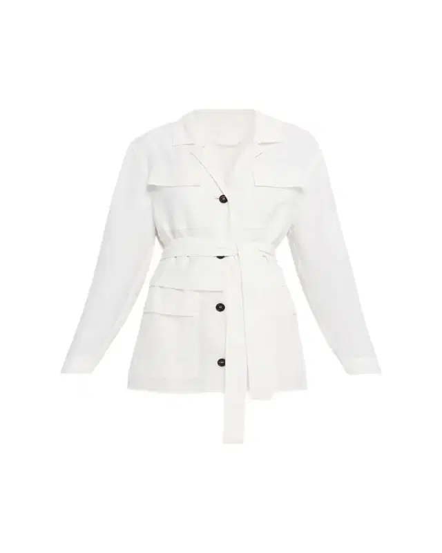 Brunello Cucinelli Mixed-Media Belted Safari Jacket