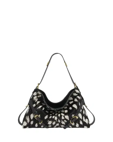 Givenchy Voyou Medium Snow Leopard-Print Calf Hair Shoulder Bag | Thumbnail 1 Givenchy Voyou Medium Snow Leopard-Print Calf Hair Shoulder Bag | Thumbnail 1
