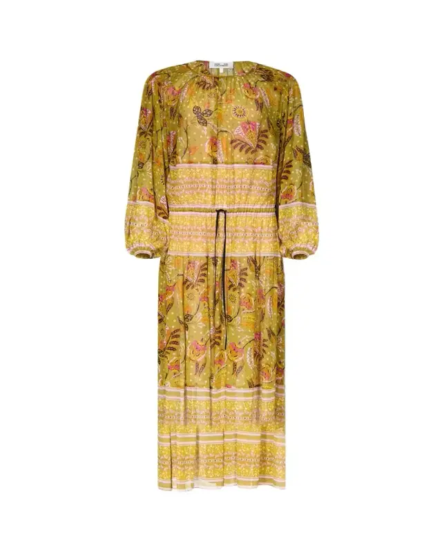 Diane von Furstenberg utton Floral-Print Chiffon Viscose Midi Dress