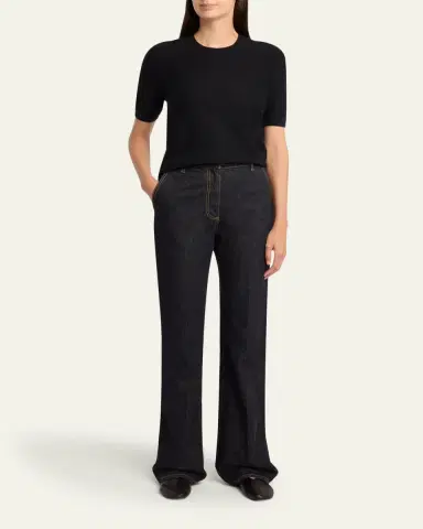 THE ROW Marika Cashmere Short-Sleeve Crewneck Sweater | Thumbnail 2 THE ROW Marika Cashmere Short-Sleeve Crewneck Sweater | Thumbnail 2