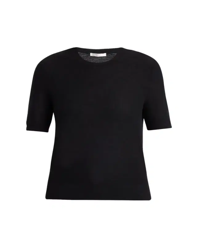 Marika Cashmere Short-Sleeve Crewneck Sweater