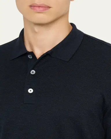 Zegna Men's Cotton and Silk Tipped Polo Shirt | Thumbnail 9 Zegna Men's Cotton and Silk Tipped Polo Shirt | Thumbnail 9