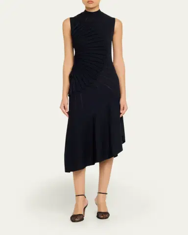 Alaïa Mock-Neck Sculpting Wool Dress | Thumbnail 2