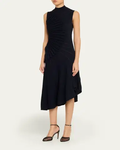 Alaïa Mock-Neck Sculpting Wool Dress | Thumbnail 4