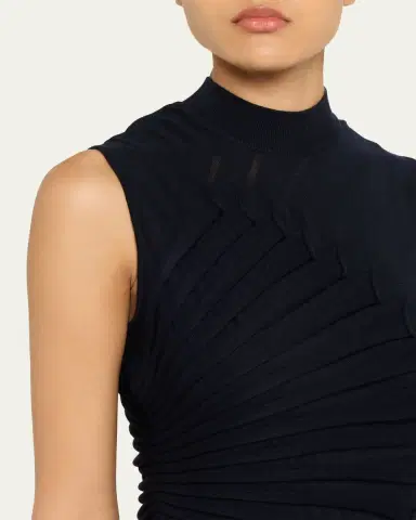 Alaïa Mock-Neck Sculpting Wool Dress | Thumbnail 5