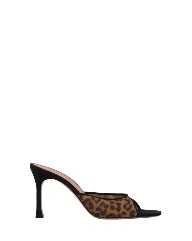Amina Muaddi Alexa Leopard Mesh Mule Pumps | Thumbnail 1 Amina Muaddi Alexa Leopard Mesh Mule Pumps | Thumbnail 1