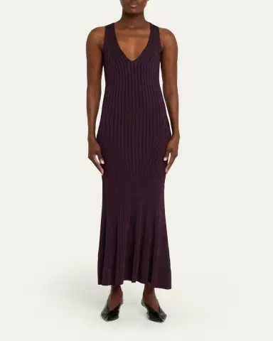 Adam Lippes Twyla Sleeveless Ribbed Midi Dress | Thumbnail 2