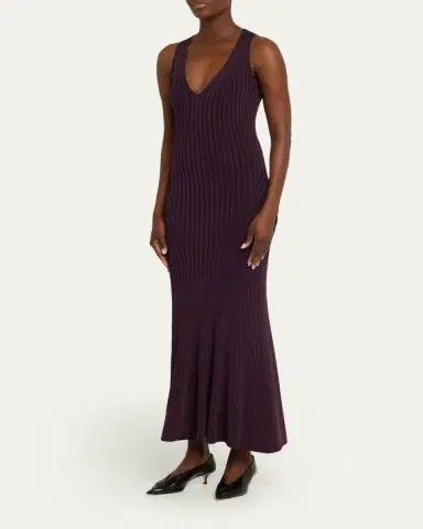 Adam Lippes Twyla Sleeveless Ribbed Midi Dress | Thumbnail 4