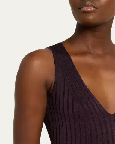 Adam Lippes Twyla Sleeveless Ribbed Midi Dress | Thumbnail 5