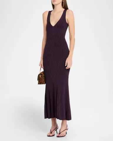 Adam Lippes Twyla Sleeveless Ribbed Midi Dress | Thumbnail 8