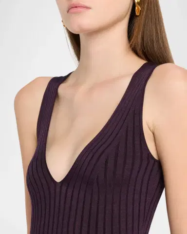 Adam Lippes Twyla Sleeveless Ribbed Midi Dress | Thumbnail 9
