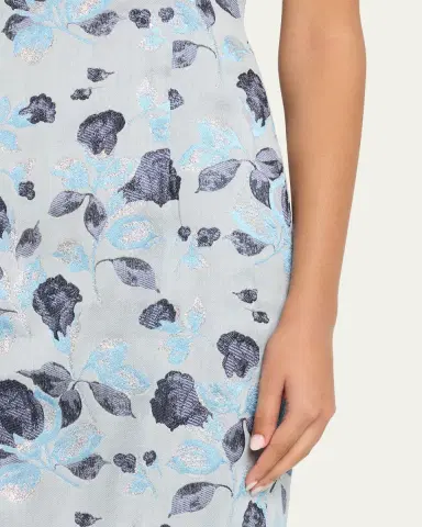 PRABAL GURUNG Metallic Floral Jacquard Sleeveless Midi Dress | Thumbnail 5 PRABAL GURUNG Metallic Floral Jacquard Sleeveless Midi Dress | Thumbnail 5