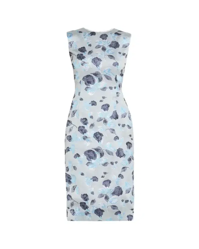 Prabal Gurung Metallic Floral Jacquard Sleeveless Midi Dress