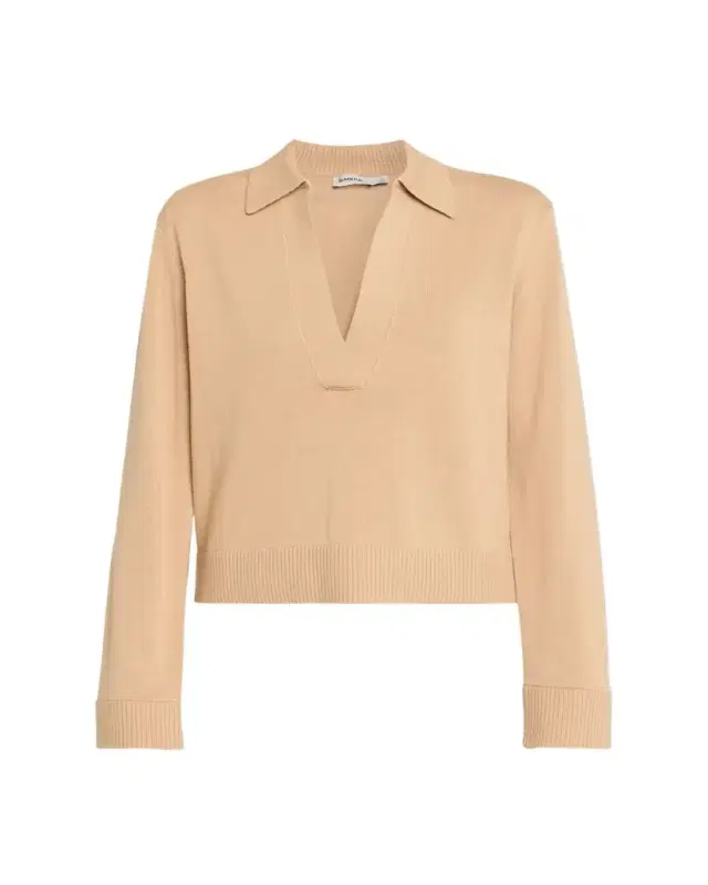 SIMKHAI Cashmere-Cotton Polo Sweater