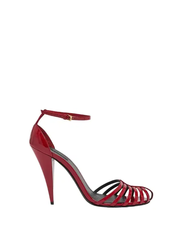 95mm Caged Patent Leather Pumps