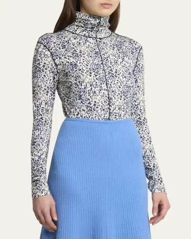 Proenza Schouler White Label Audrey Printed Jersey Turtleneck | Thumbnail 4 Proenza Schouler White Label Audrey Printed Jersey Turtleneck | Thumbnail 4