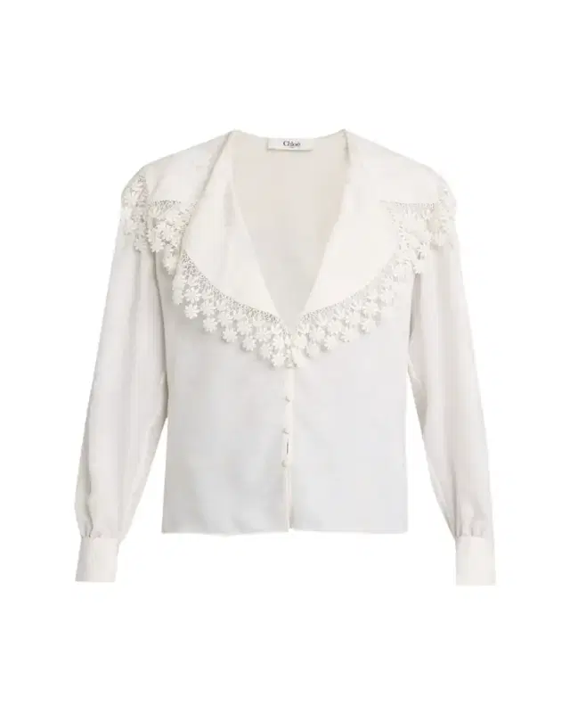 Chloe Floral-Trim Printed Silk Blouse