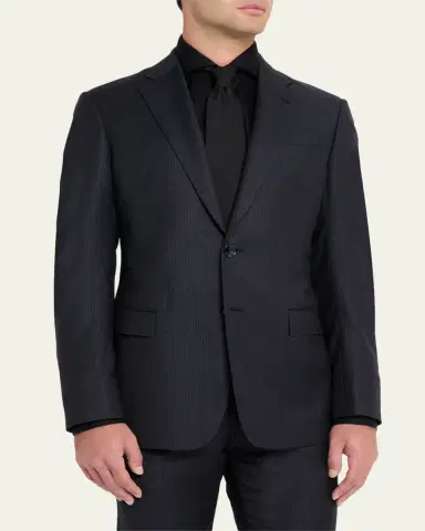 Giorgio Armani Men's Tonal Micro Pinstripe Two-Piece Suit | Thumbnail 4 Giorgio Armani Men's Tonal Micro Pinstripe Two-Piece Suit | Thumbnail 4
