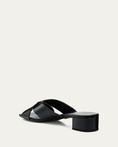 Prada 35mm Triangle Logo Metallic Leather Mule Sandals | Thumbnail 9
