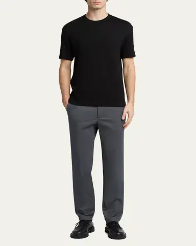 Giorgio Armani Men's Cotton and Cashmere Slim Flat-Front Trousers | Thumbnail 2 Giorgio Armani Men's Cotton and Cashmere Slim Flat-Front Trousers | Thumbnail 2