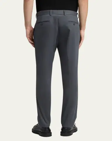 Giorgio Armani Men's Cotton and Cashmere Slim Flat-Front Trousers | Thumbnail 3 Giorgio Armani Men's Cotton and Cashmere Slim Flat-Front Trousers | Thumbnail 3