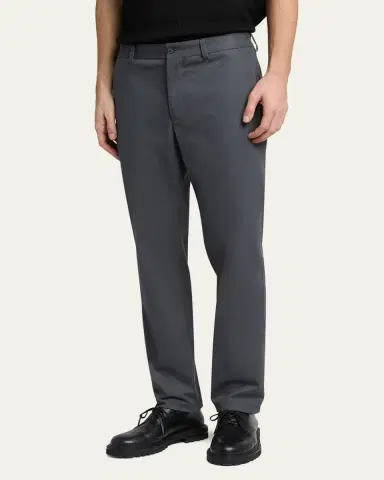 Giorgio Armani Men's Cotton and Cashmere Slim Flat-Front Trousers | Thumbnail 4 Giorgio Armani Men's Cotton and Cashmere Slim Flat-Front Trousers | Thumbnail 4