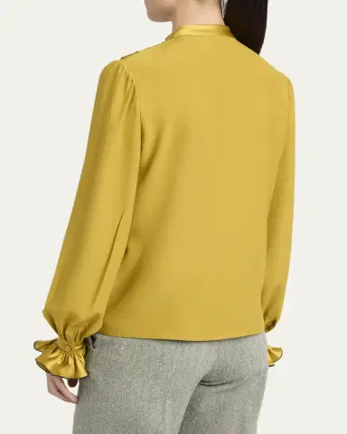 Valentino Garavani Ruffle Pleated Silk Blouse | Thumbnail 3