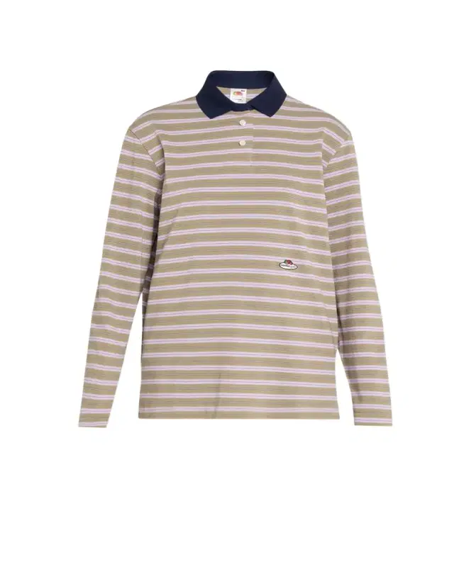 x Fruit Of The Loom Striped Long-Sleeve Polo Shirt