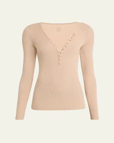 Chloé Ribbed Wool Henley | Thumbnail 6 Chloé Ribbed Wool Henley | Thumbnail 6