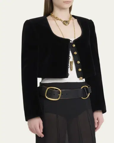 Chloé Velvet Cropped Top Coat | Thumbnail 4 Chloé Velvet Cropped Top Coat | Thumbnail 4