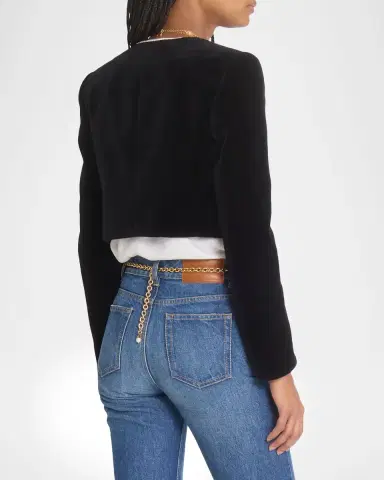 Chloé Velvet Cropped Top Coat | Thumbnail 7 Chloé Velvet Cropped Top Coat | Thumbnail 7