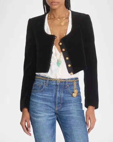 Chloé Velvet Cropped Top Coat | Thumbnail 9 Chloé Velvet Cropped Top Coat | Thumbnail 9