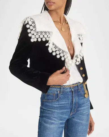 Chloé Velvet Cropped Top Coat | Thumbnail 10 Chloé Velvet Cropped Top Coat | Thumbnail 10