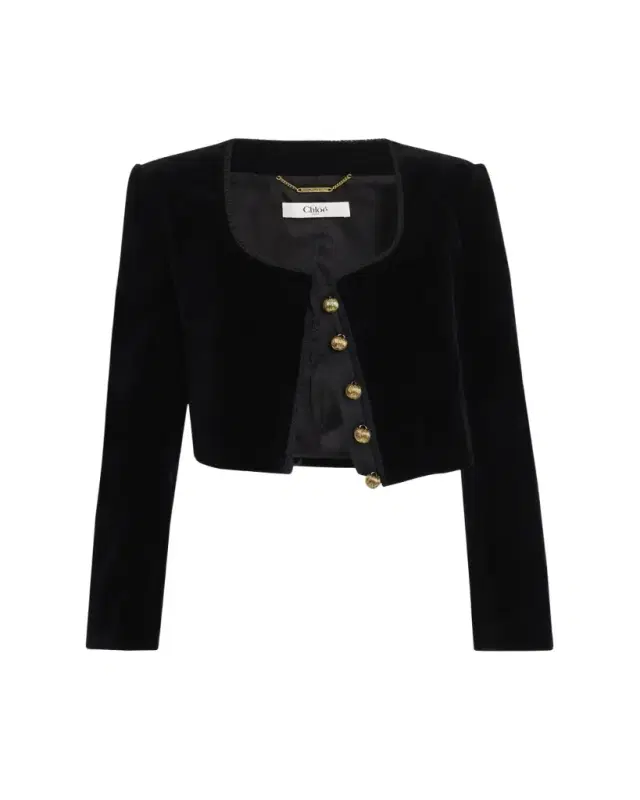 Velvet Cropped Top Coat