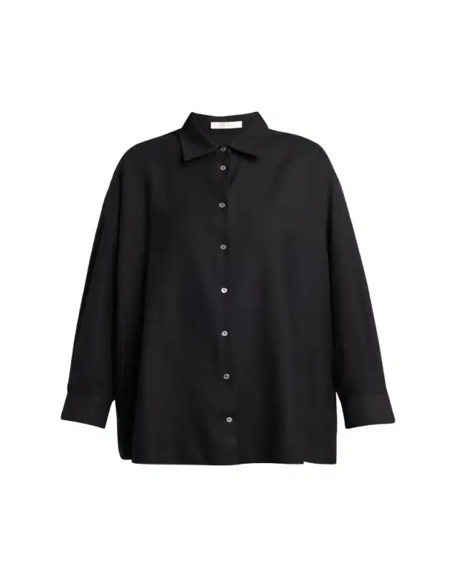 THE ROW Luka Wool Twill Oversized Button-Down Shirt