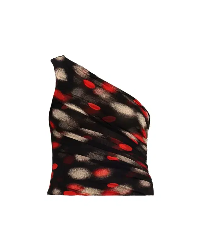 Diane von Furstenberg Athena Ruched One-houlder Mesh Top