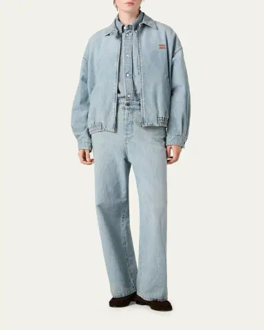 Miu Miu Denim Zip Bomber Jacket | Thumbnail 3