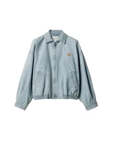 Miu Miu Denim Zip Bomber Jacket | Thumbnail 1