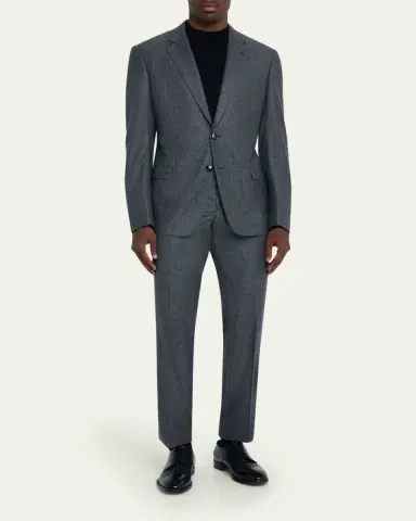 Giorgio Armani Men's Wool Micro-Houndstooth Two-Piece Suit | Thumbnail 2 Giorgio Armani Men's Wool Micro-Houndstooth Two-Piece Suit | Thumbnail 2