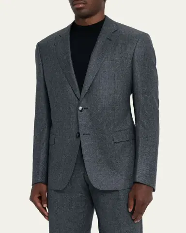 Giorgio Armani Men's Wool Micro-Houndstooth Two-Piece Suit | Thumbnail 4 Giorgio Armani Men's Wool Micro-Houndstooth Two-Piece Suit | Thumbnail 4